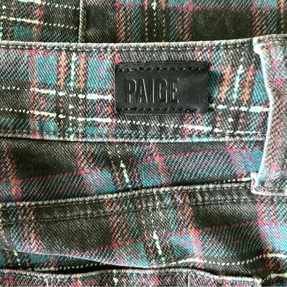 Paige Hoxton Ankle High Rise Skinny Jeans in Atlantic Tartan Plaid Size 32